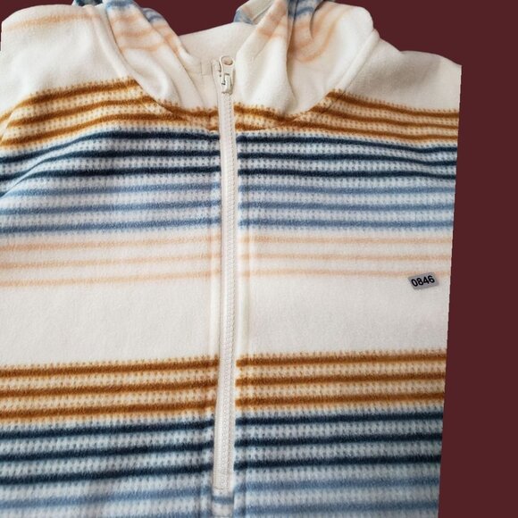 ONeill Women Striped Fleece Hoodie Pullover With Pockets Cream/Blue/brown Xlarge - Picture 6 of 11